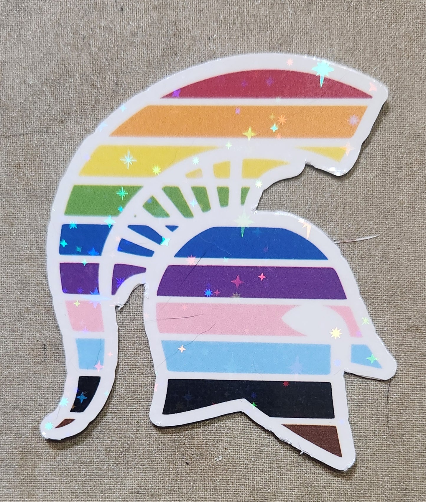 Progressive Pride Flag Spartan Helmet Sticker