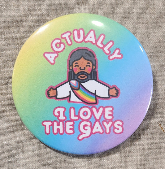 Actually I Love the Gays Pinback Button