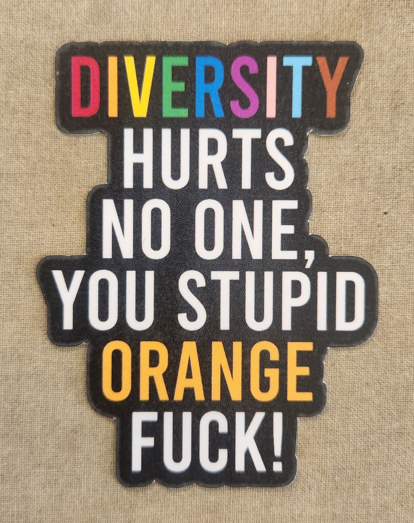 Diversity Hurts No One, You Stupid Orange Fuck! Sticker