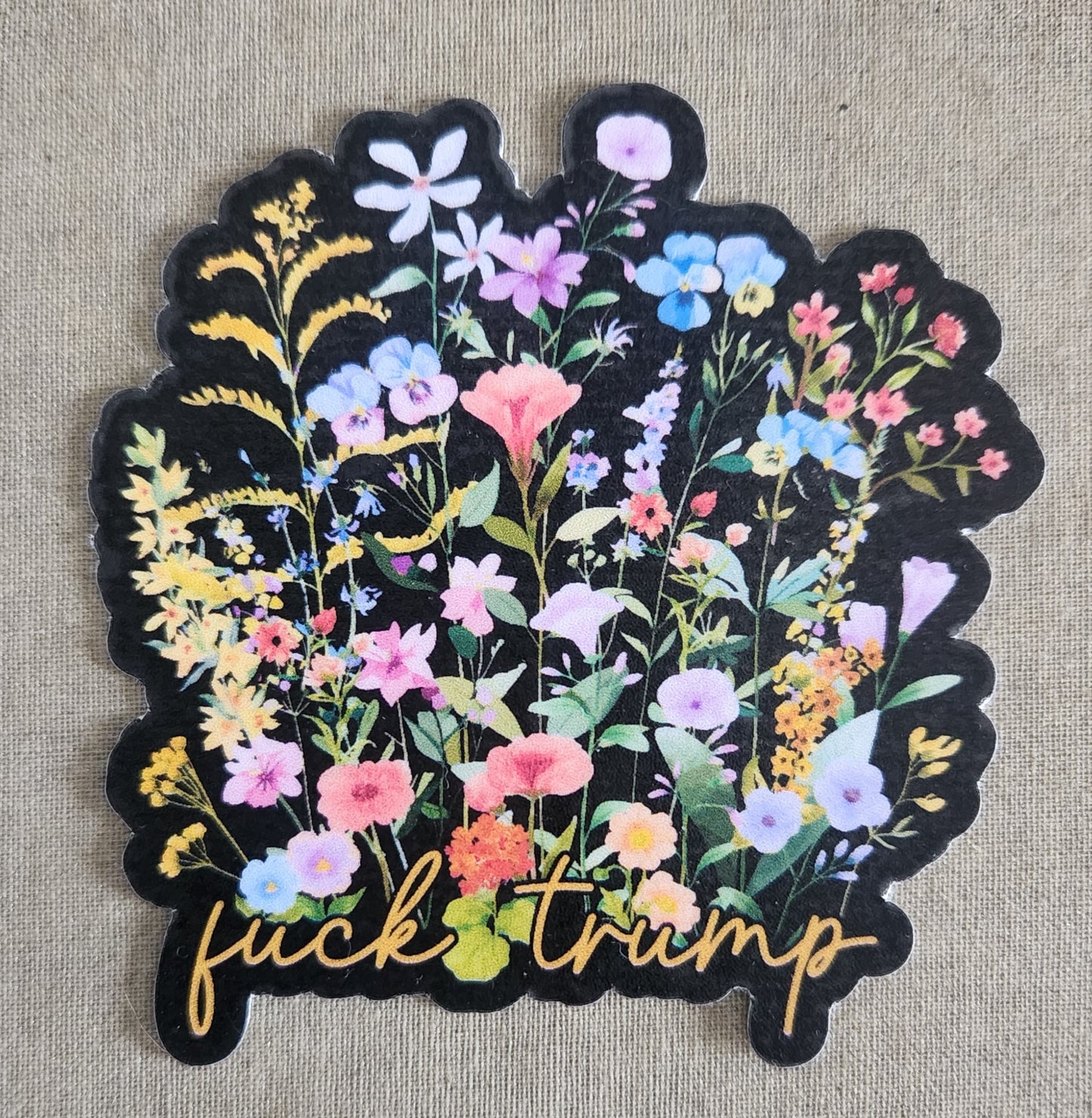 Floral Fuck Trump Sticker