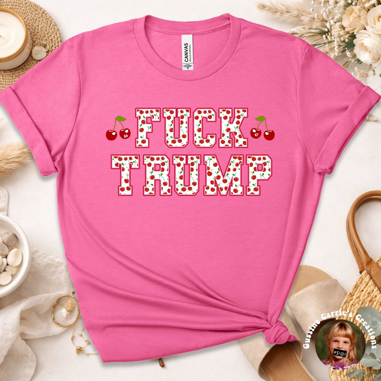 Cherry Print Fuck Trump T-Shirt