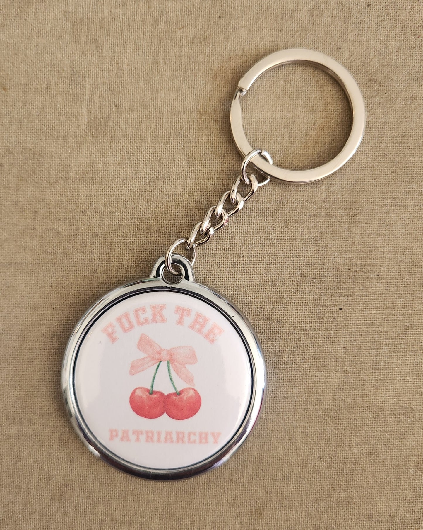 Fuck the Patriarchy Cherry Keychain