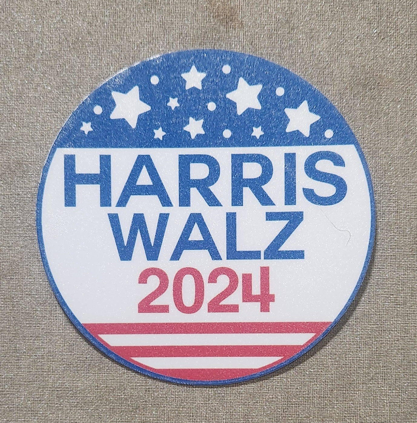 Harris Walz 2024 Round Sticker Cussing Carrie S