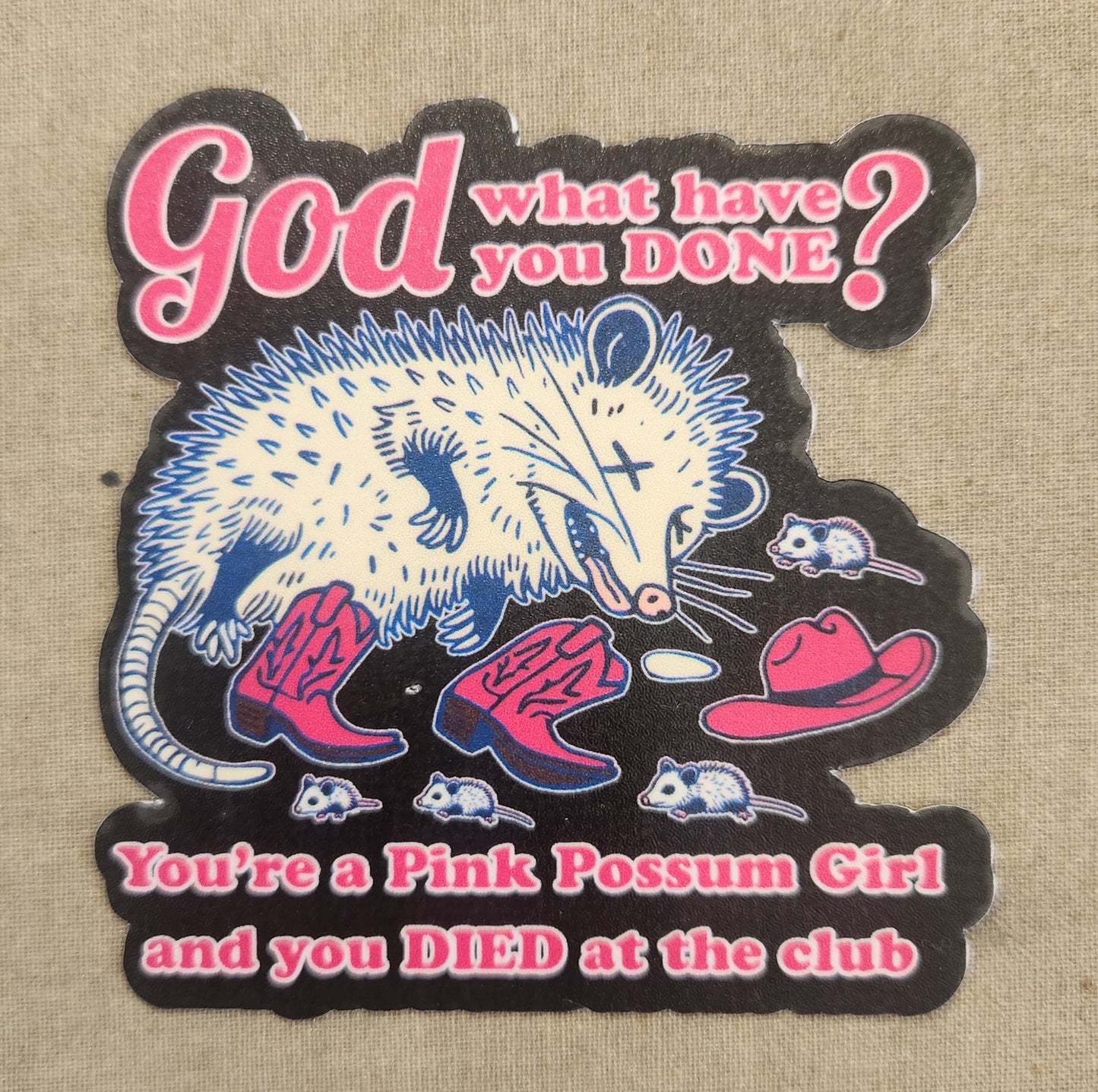 Pink Possum Girl Sticker