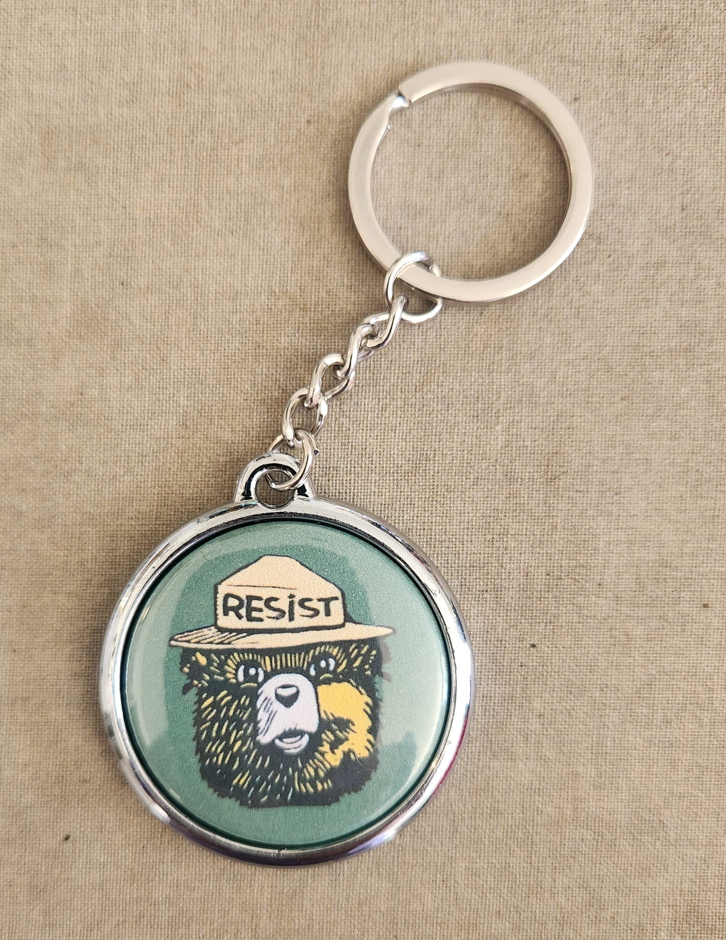 Smokey the Bear RESIST Keychain
