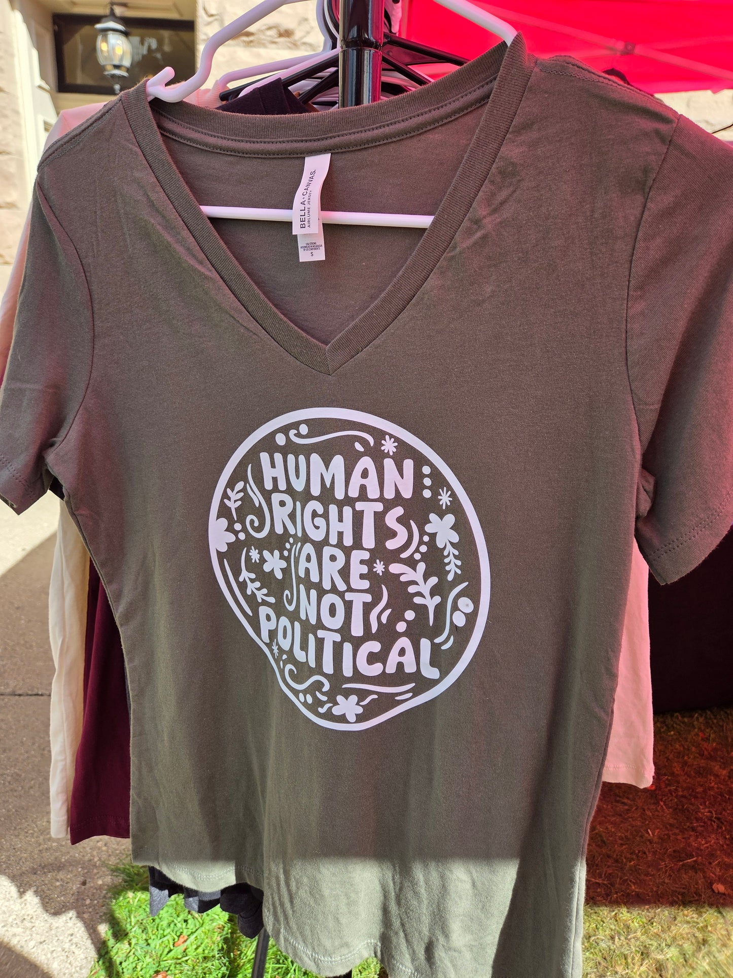 Human Rights Are Not Political Size S Military Green T-Shirt