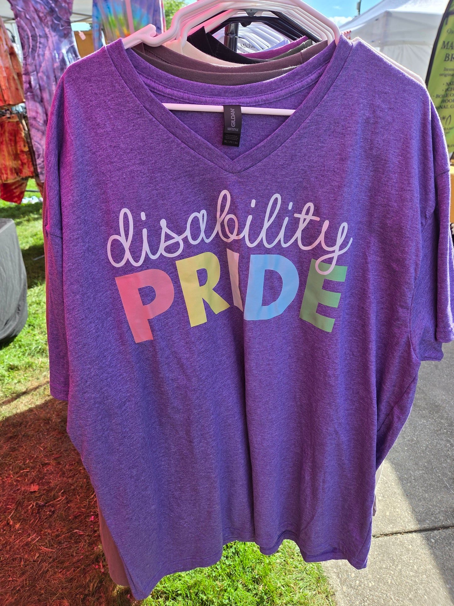 Disability Pride T-Shirt Size 3X Heather Purple V-Neck