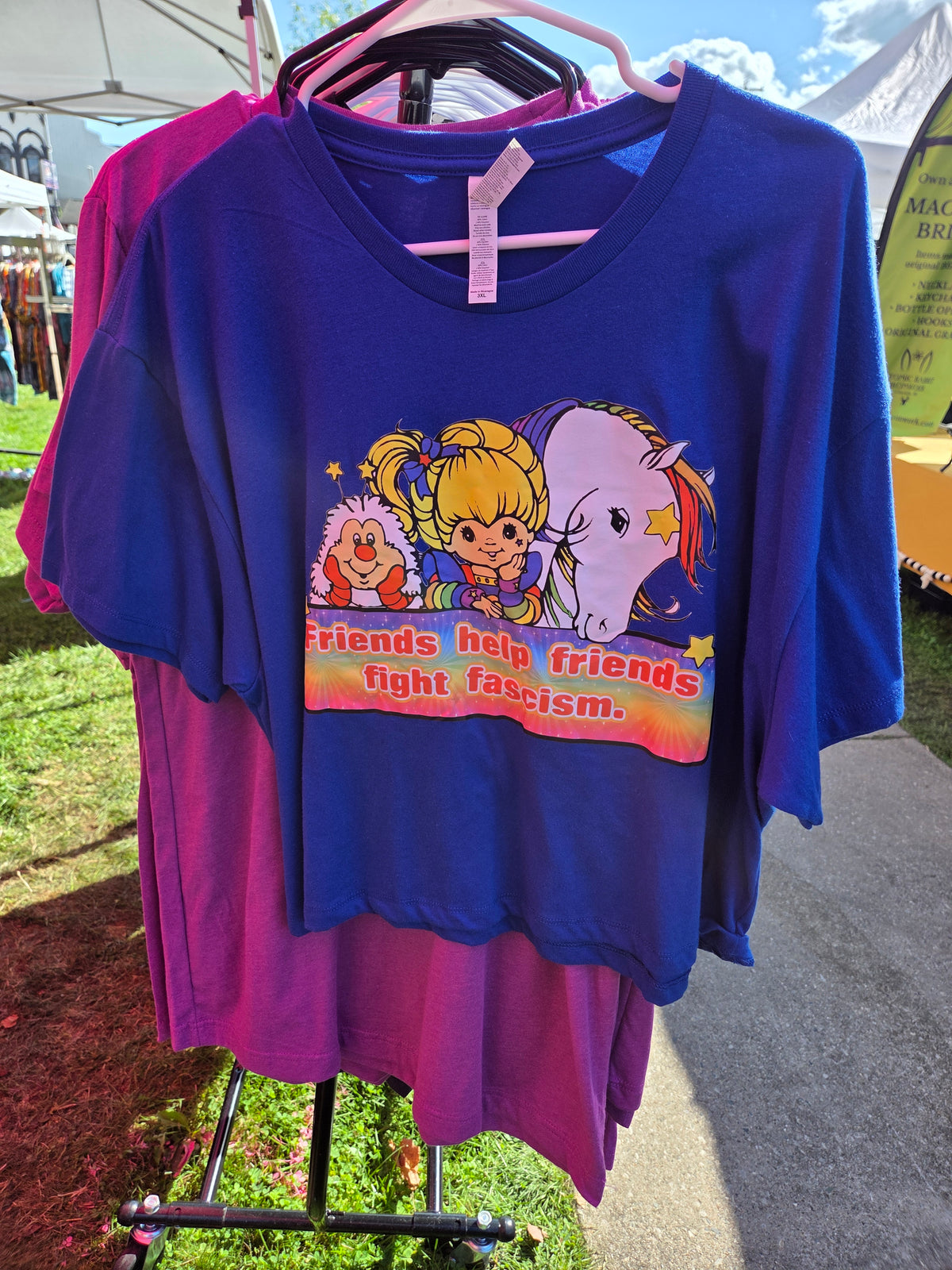 Rainbow Brite Friends Help Friends Fight Fascism Crop Size 3X Royal Blue