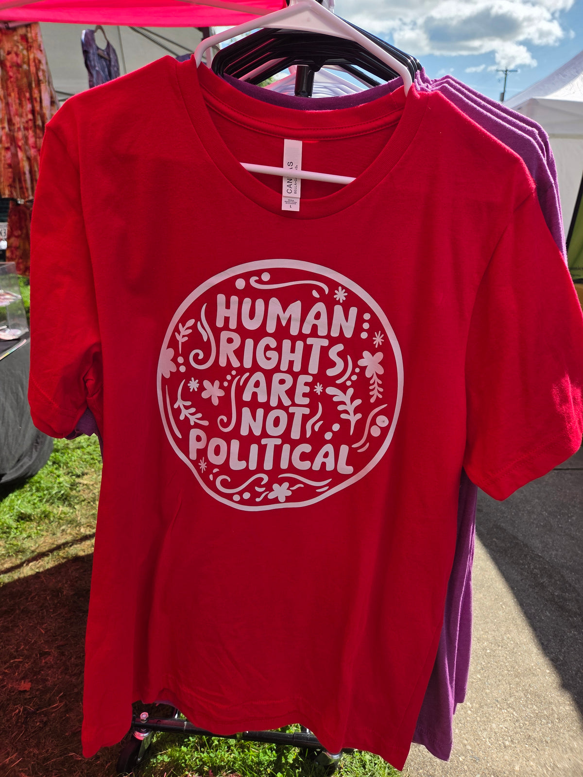Human Rights Are Not Political T-Shirt Size L Red