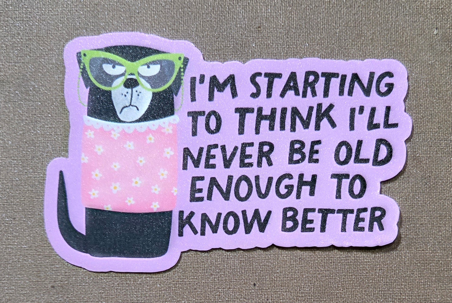 I'm Starting to Think I'll Never Be Old Enough to Know Better Sticker