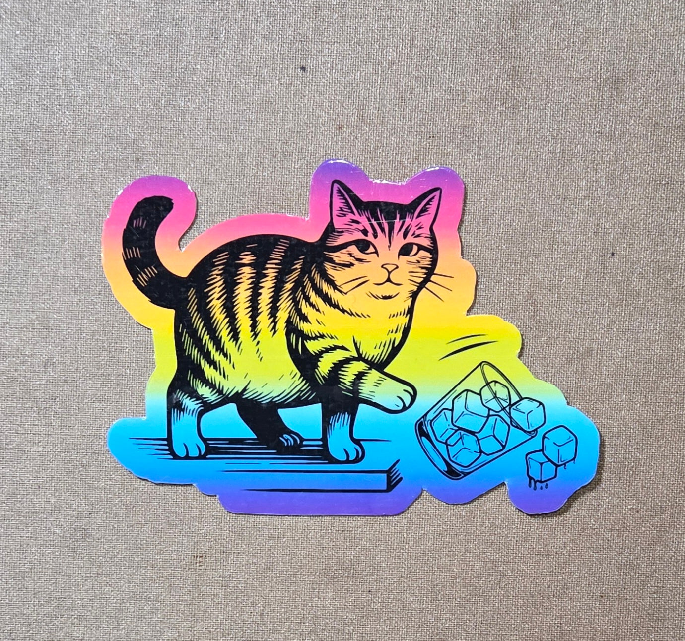 Cat Knocking ICE Off Table Sticker