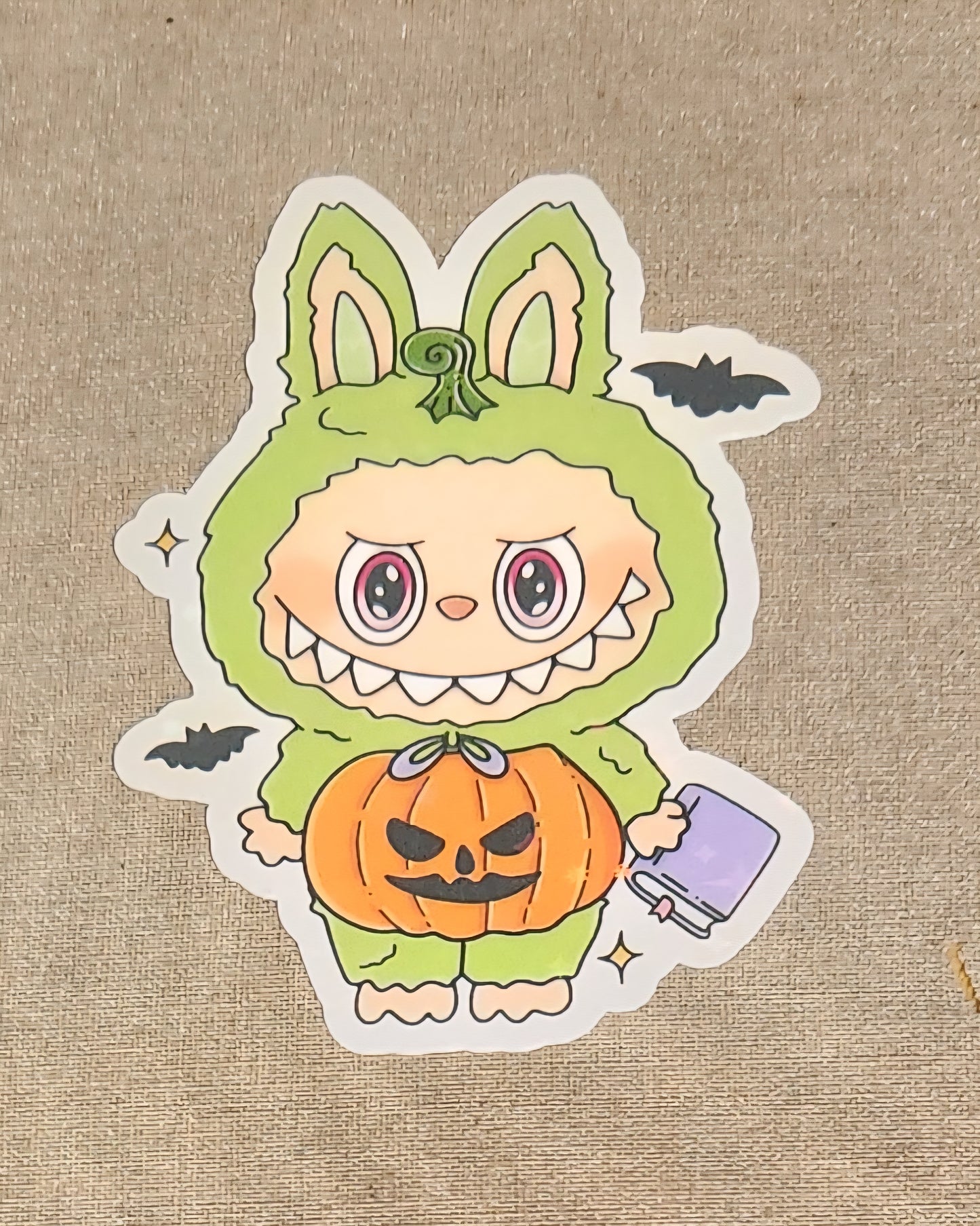 Bookish Labubu Pumpkin Sticker