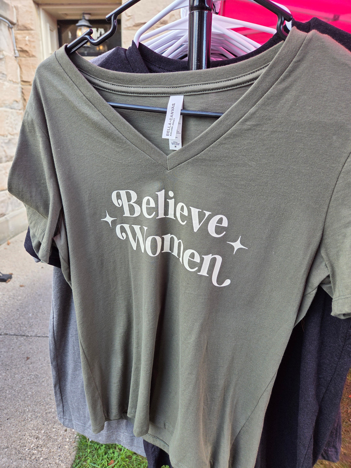 Believe Women Size M Military Green T-Shirt