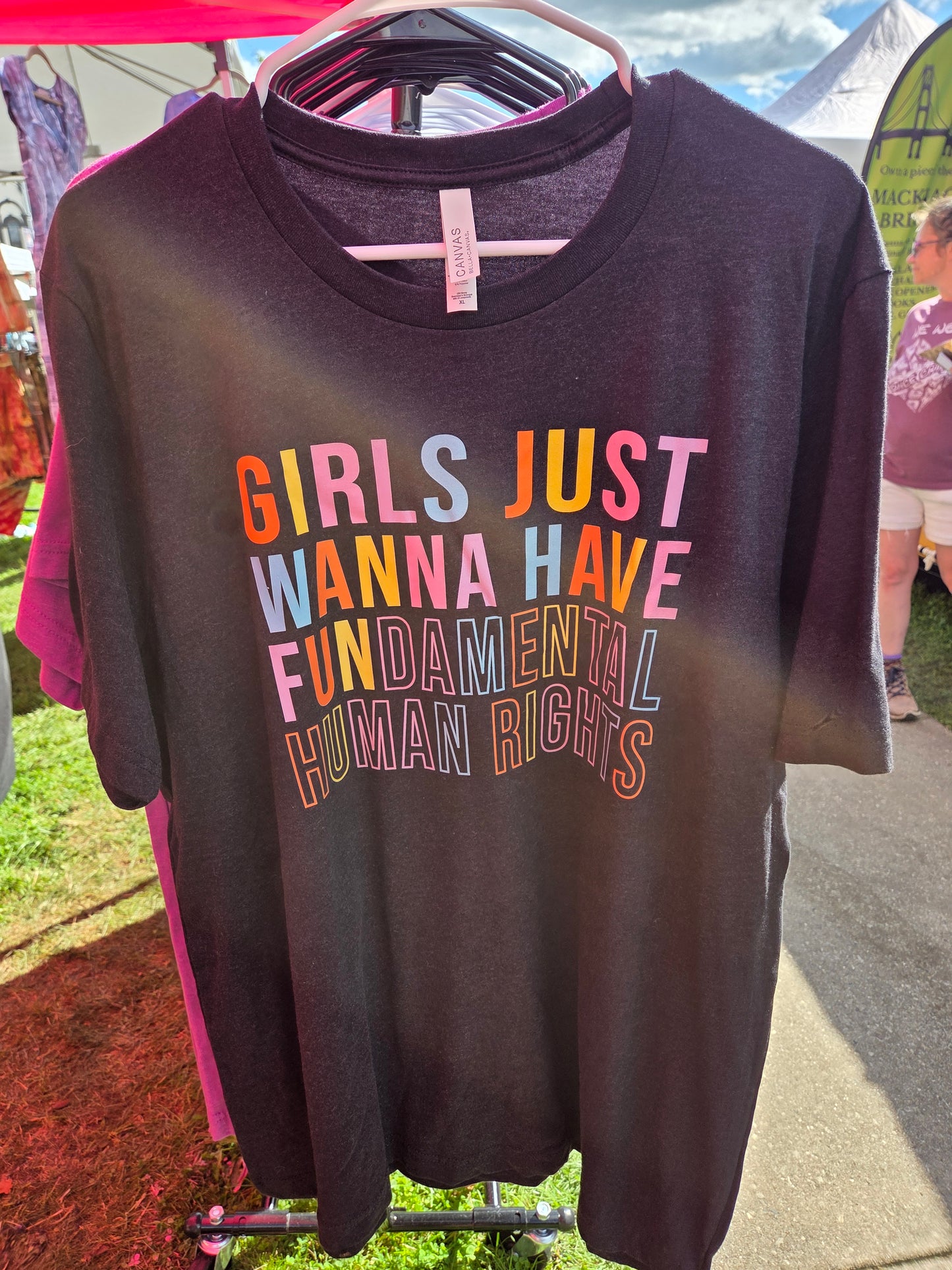 Girls Just Wanna Have Fundamental Human Rights T-Shirt Heather Black XL