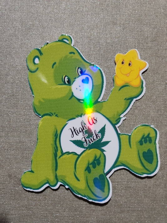 Swear Bear Sticker - High As Fuck