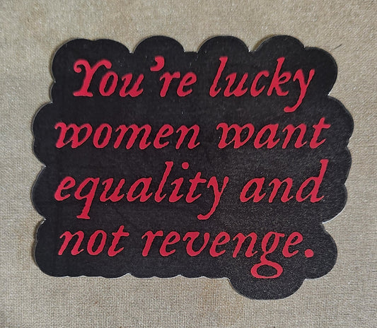 You're Lucky Women Want Equality and Not Revenge Sticker