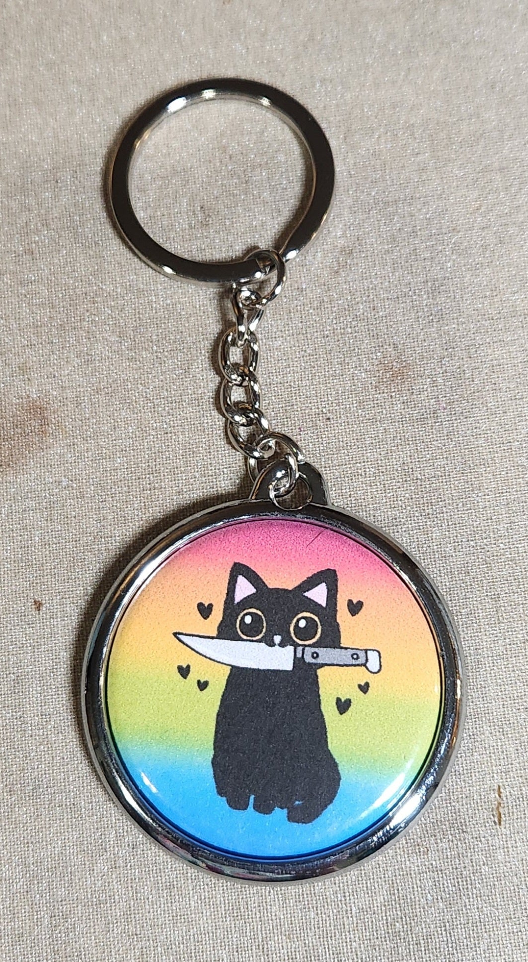 Stabby Cat Keychain