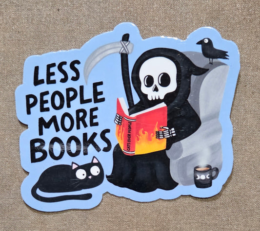 Less People More Books Sticker