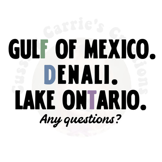 Gulf of Mexico Denali Lake Ontario Subtle FDT T-Shirt