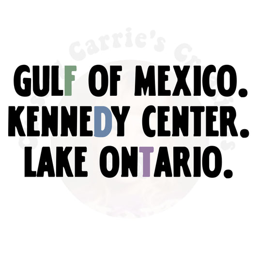 Gulf of Mexico Kennedy Center Lake Ontario Subtle FDT T-Shirt (Not Open to Questions Version)