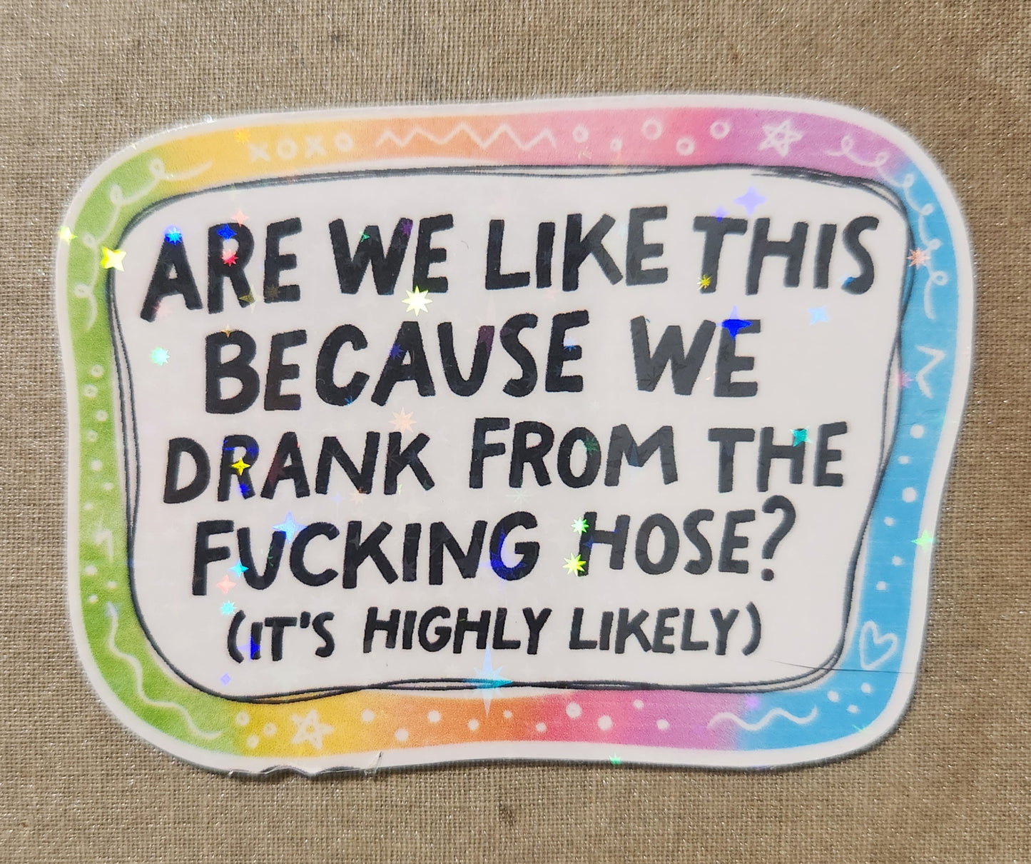 Are We Like This Because We Drank From the Fucking Hose? Sticker
