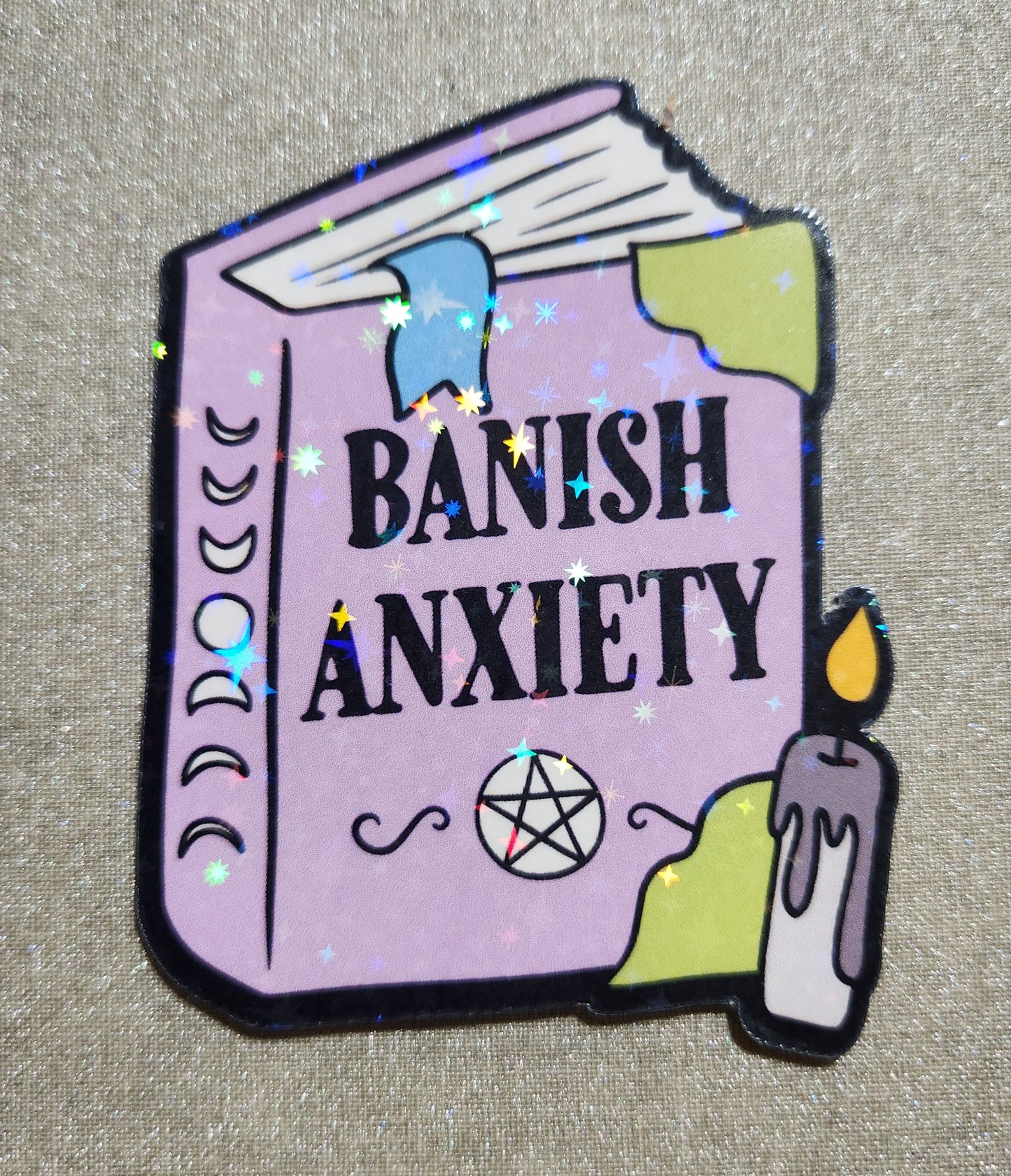 Banish Anxiety Spellbook Sticker