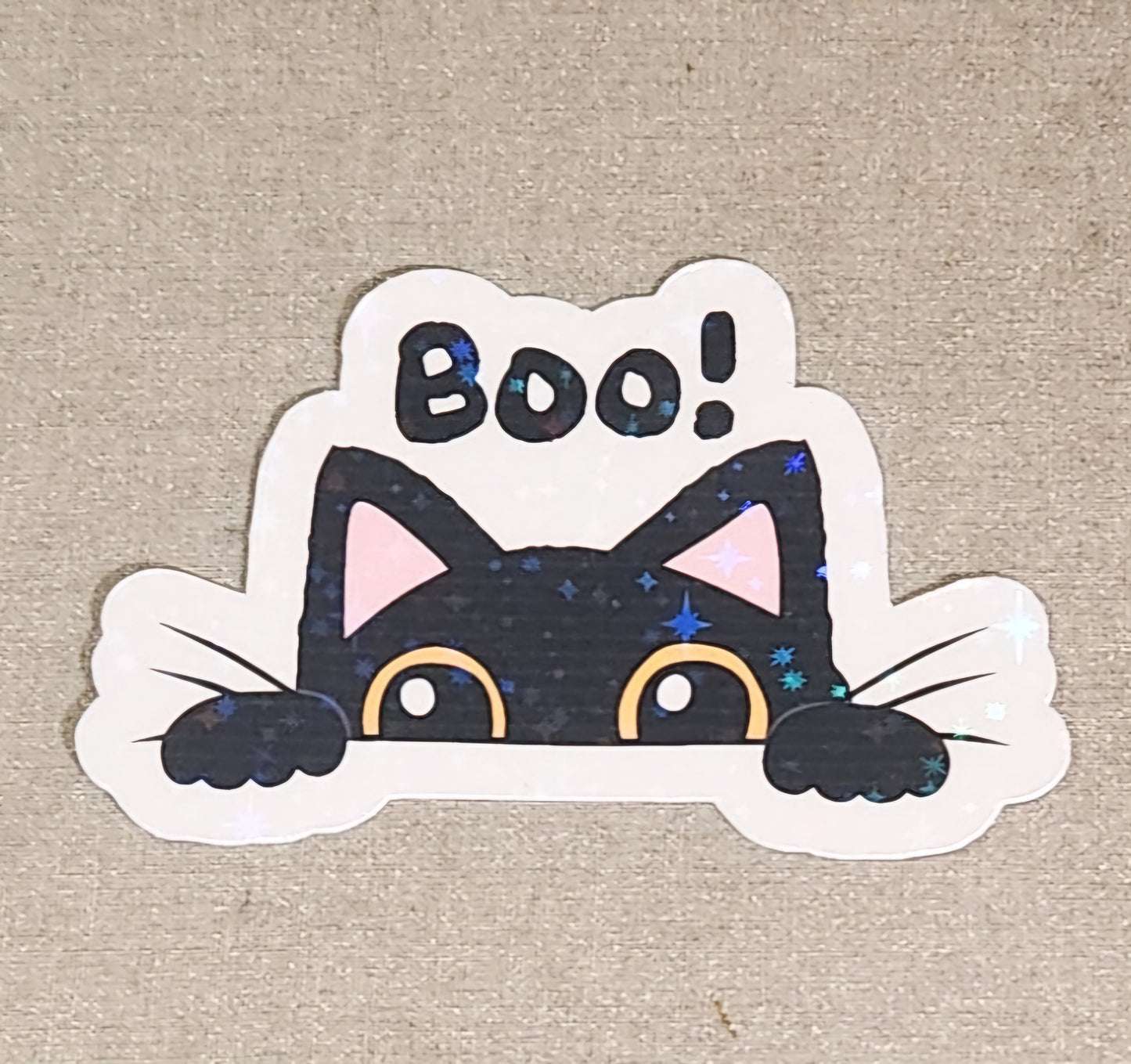 Boo! Peeping Black Kitty Sticker