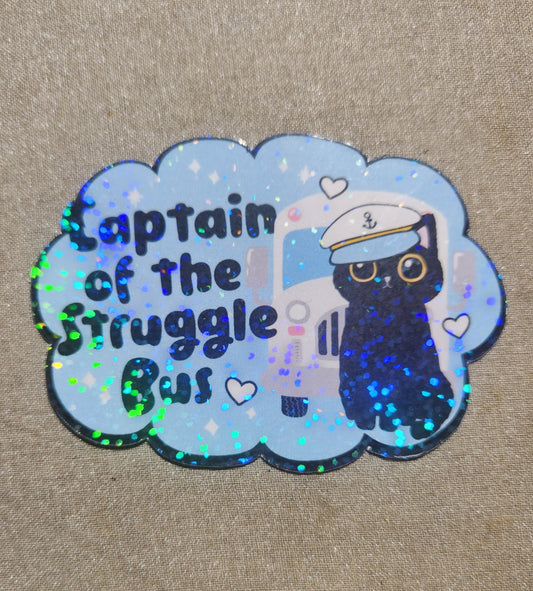 Captain Of The Struggle Bus Kitty Sticker