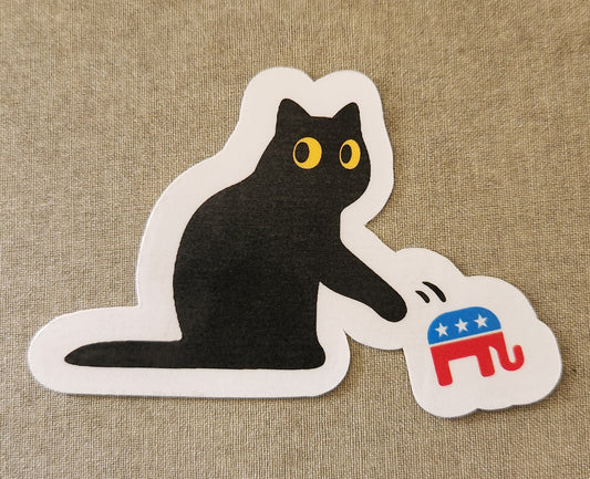 Cat Overthrowing Republican Party Sticker