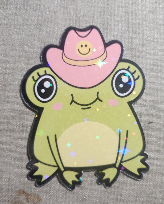 Cowgirl Frog Sticker