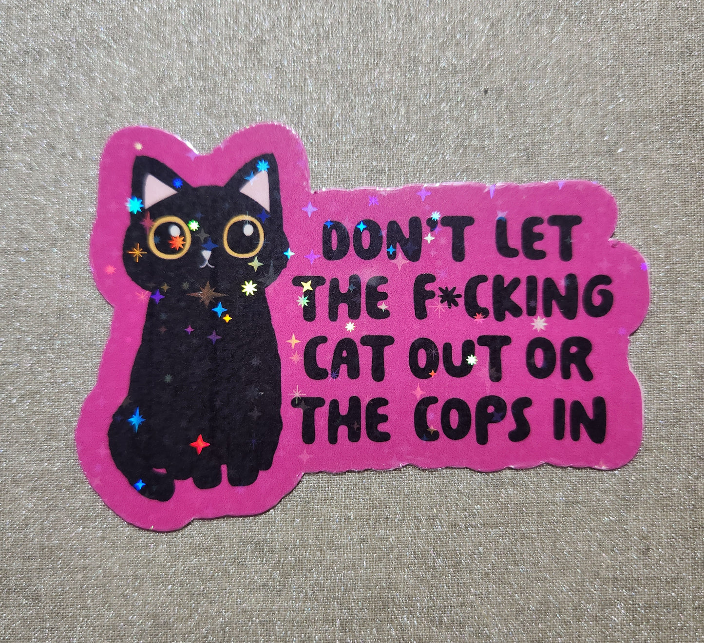 Don't Let the Fucking Cat Out Or the Cops In Sticker