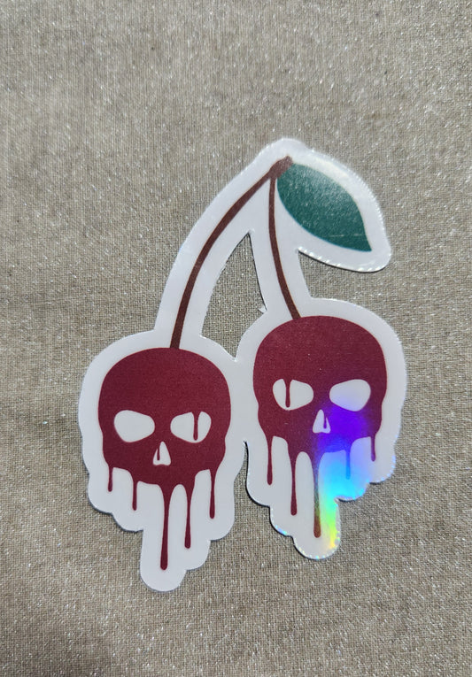 Drippy Cherry Skulls Sticker