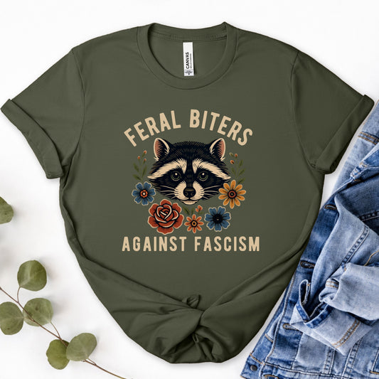 Feral Biters Against Fascism T-Shirt (earth tone)