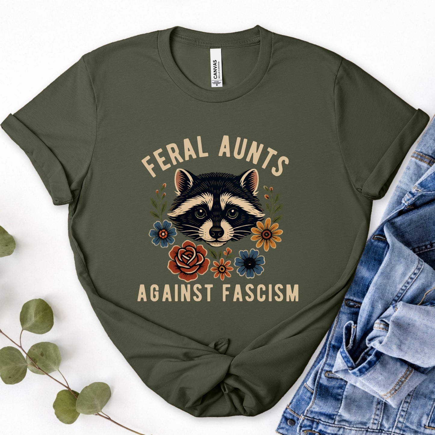 Feral Aunts Against Fascism T-Shirt (earth tone)