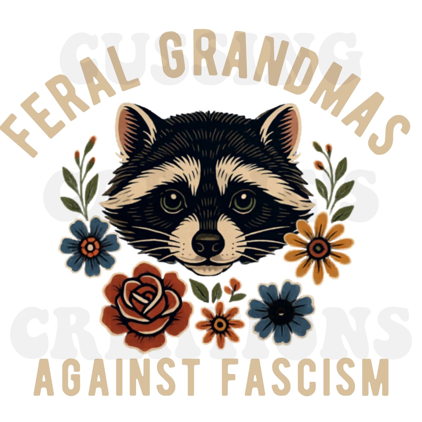 Feral Grandmas Against Fascism T-Shirt (earth tone)