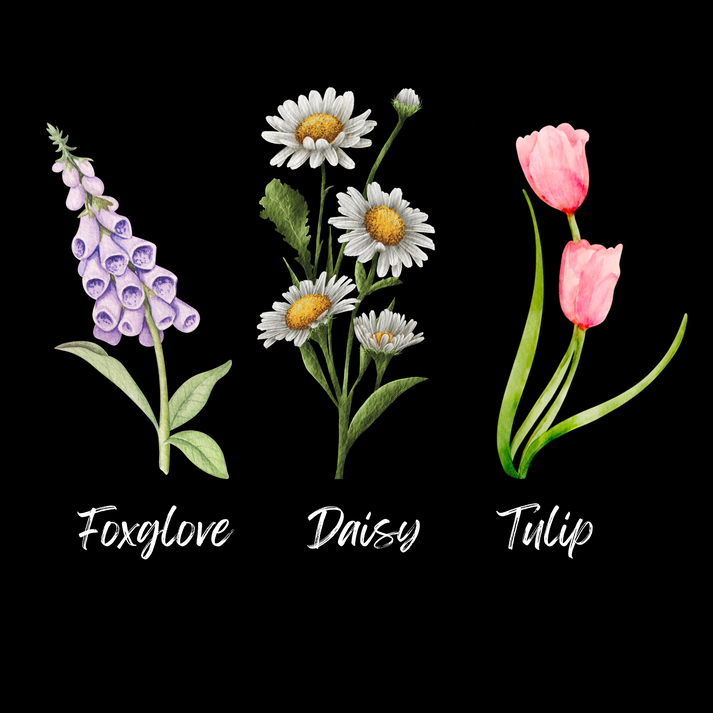 Foxglove Daisy Tulip T-Shirt – Cussing Carrie's
