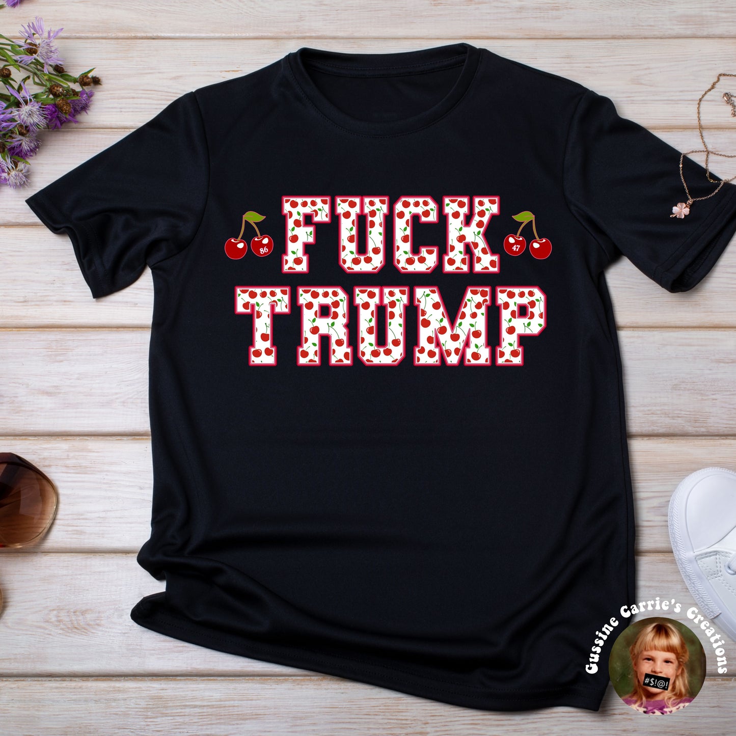Cherry Print Fuck Trump T-Shirt