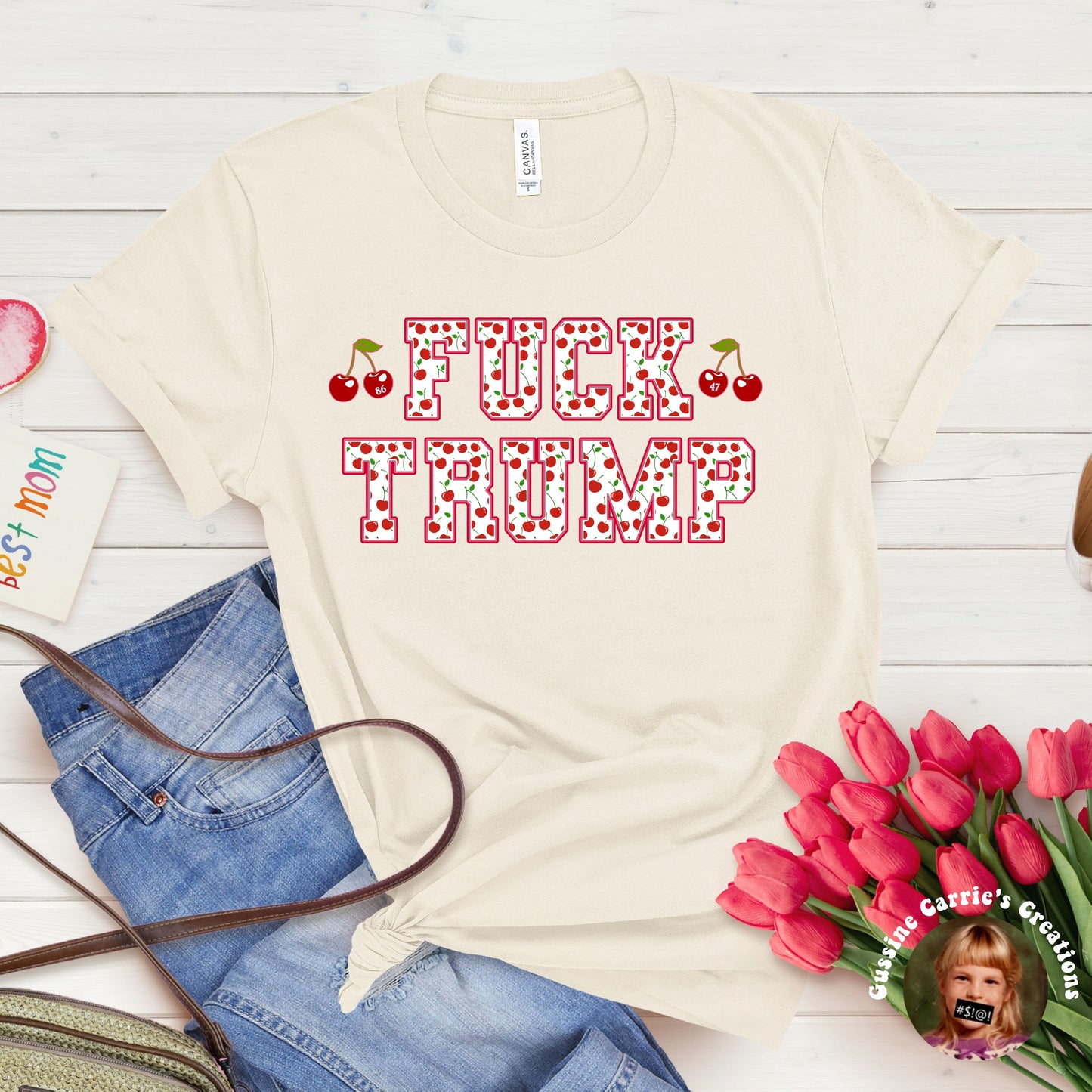 Cherry Print Fuck Trump T-Shirt