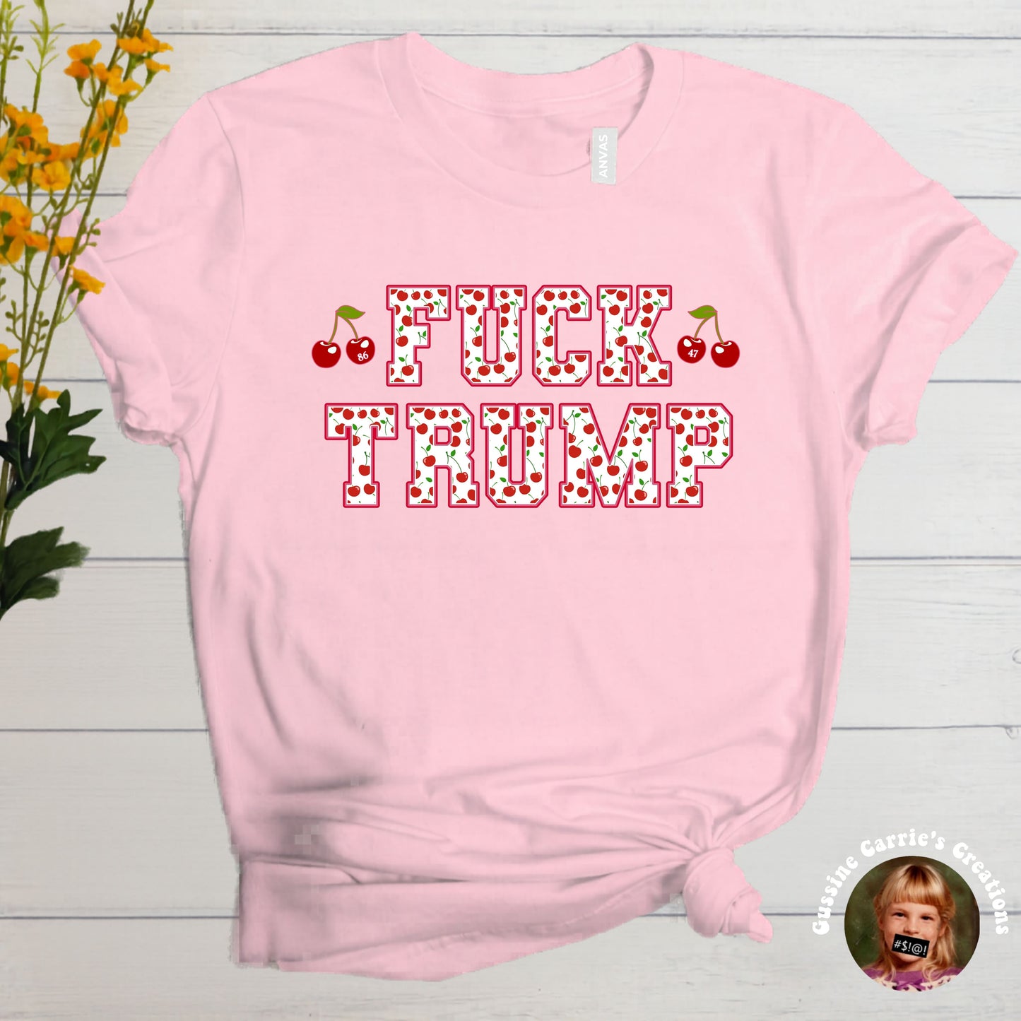 Cherry Print Fuck Trump T-Shirt