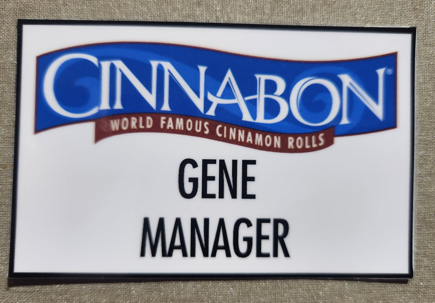 Gene Takovic Cinnabon Badge Sticker