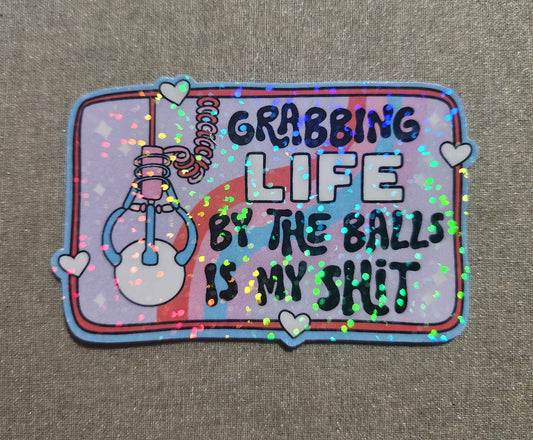 Grabbing Life By the Balls is My Shit Sticker