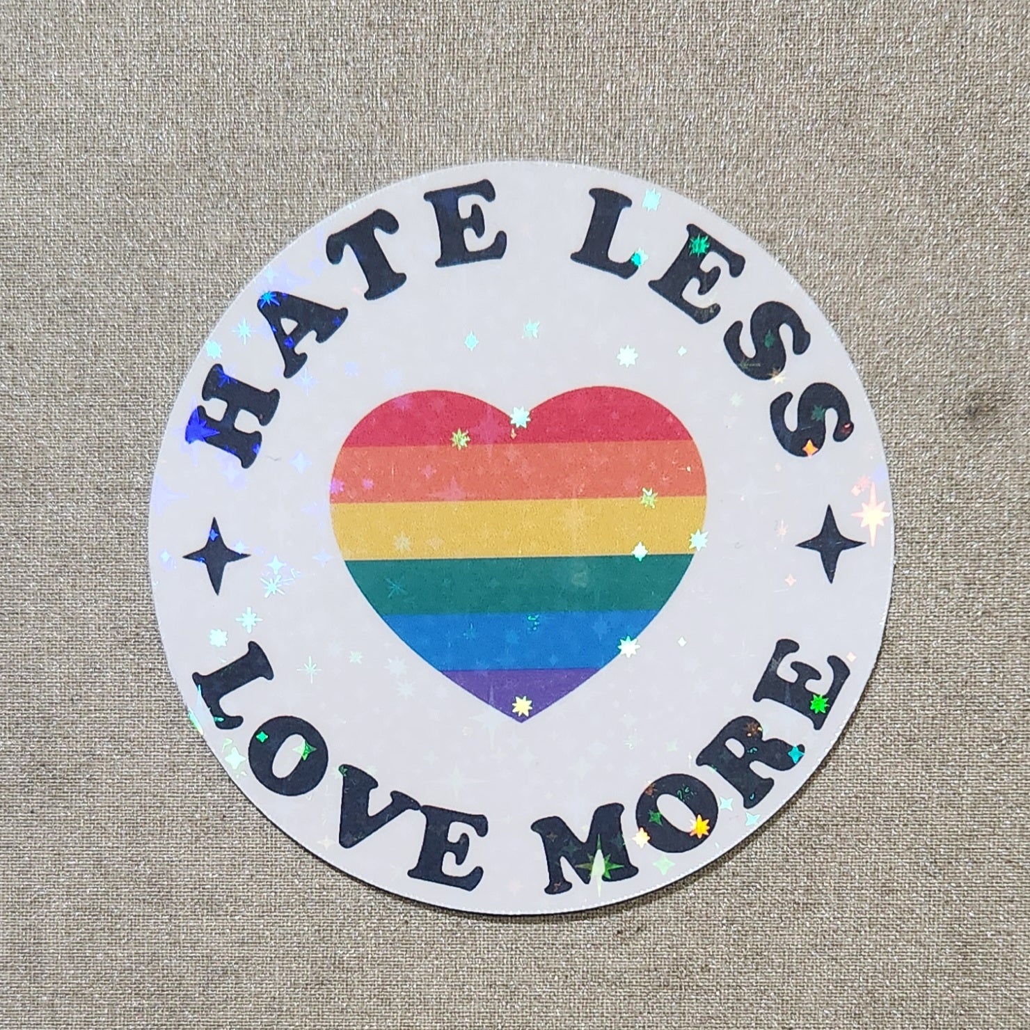 Hate Less Love More Sticker – Cussing Carrie's