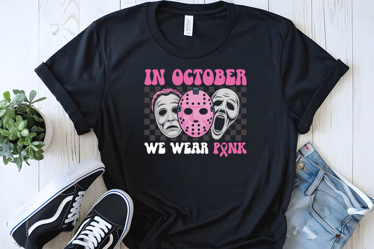 Horror In October We Wear Pink T-Shirt