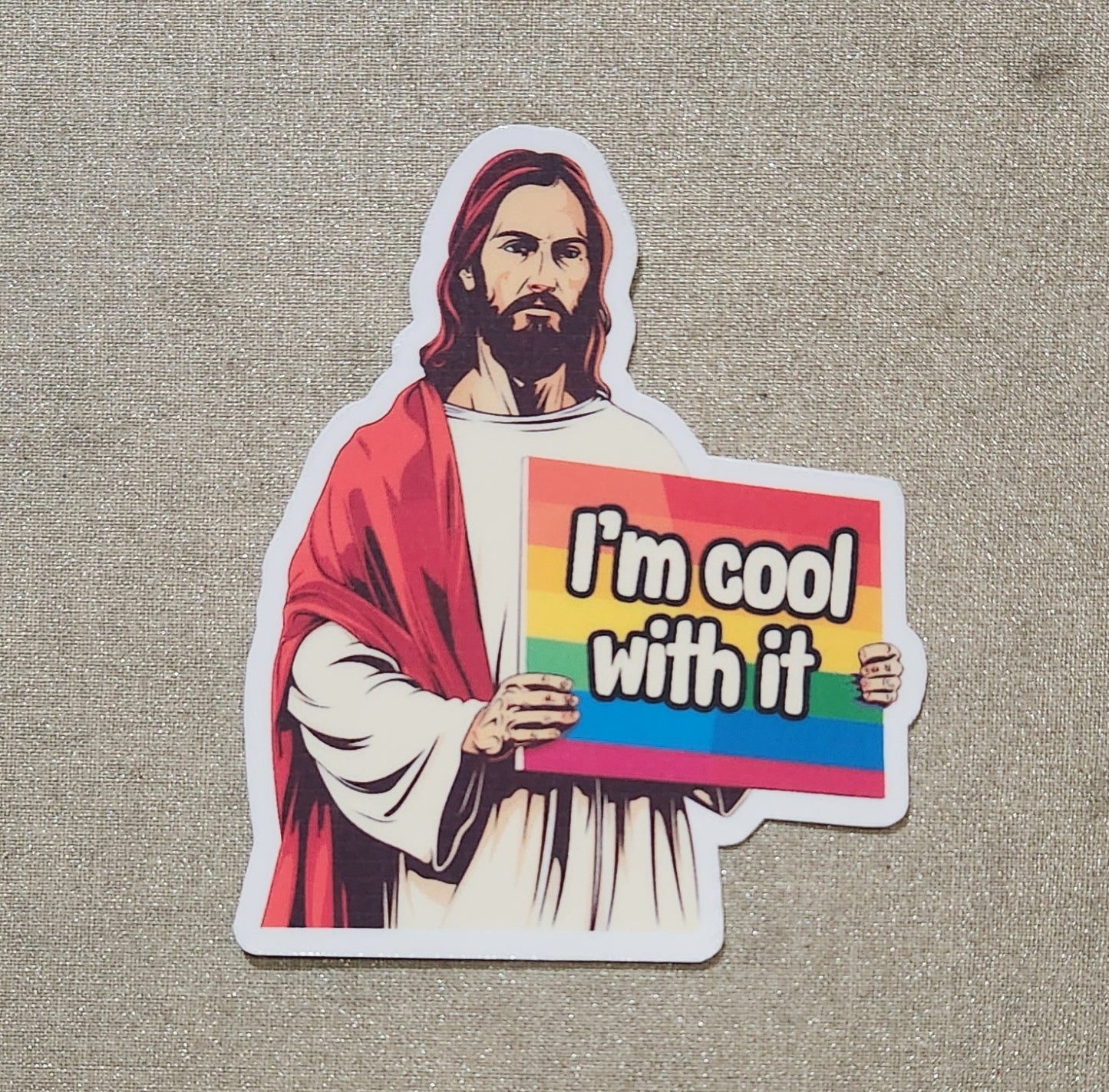 Jesus I'm Cool With It Pride Sticker