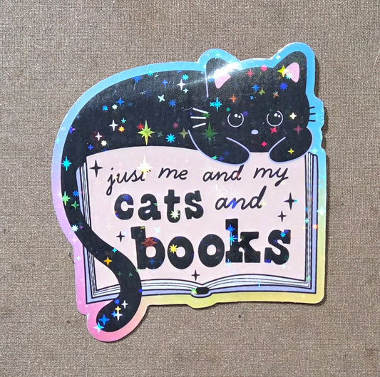 Just Me and My Cats and Books Sticker