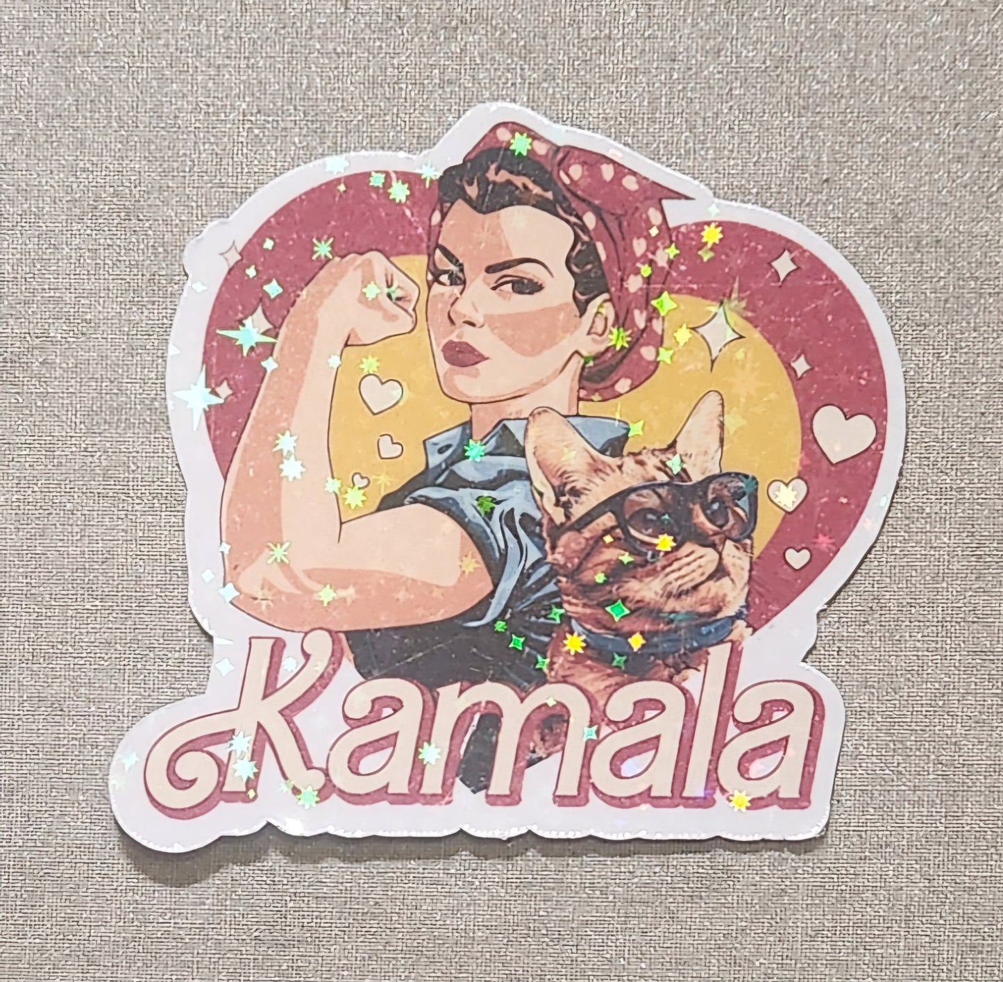 Kamala Rosie the Riveter Cat Lady Sticker