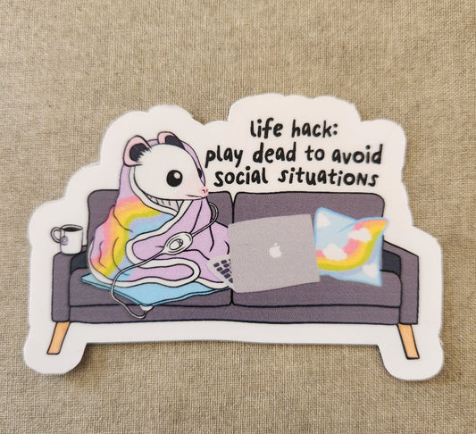 Life Hack: Play Dead To Avoid Social Situations Sticker