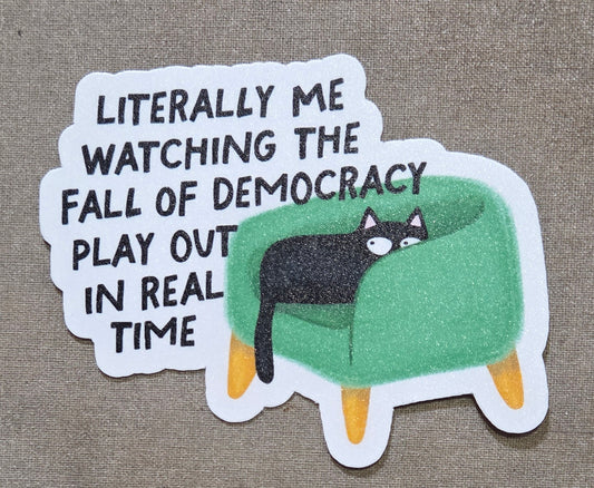 Literally Me Watching the Fall of Democracy Play Out in Real Time Sticker