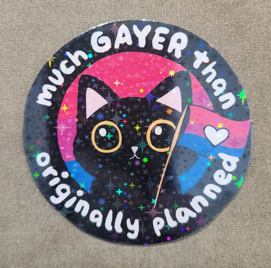 Much Gayer Than Originally Planned Bisexual Pride Sticker