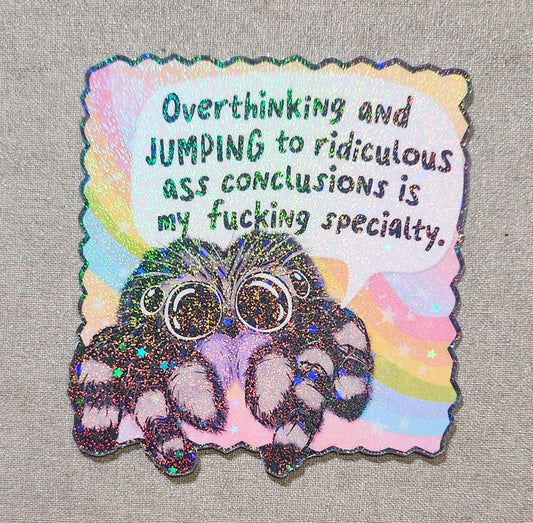 Overthinking Jumping Spider Sticker